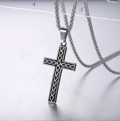 Men's 316L Stainless Steel Vintage Cross Necklace – Gold Plated Christian Pendant