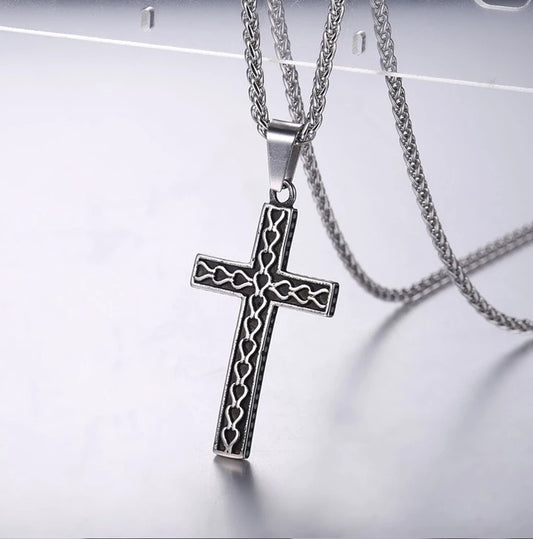 Men's 316L Stainless Steel Vintage Cross Necklace – Gold Plated Christian Pendant