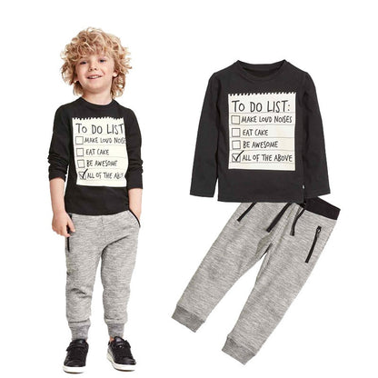 Boys Cotton Tracksuit Set - Long Sleeve Top & Jogger Pants