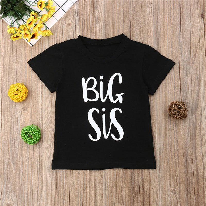Kids Unisex Short Sleeve Print T-Shirt – White & Black