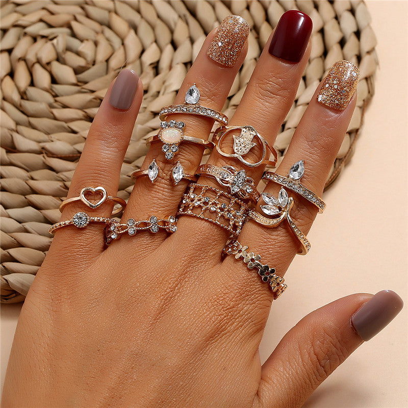 Women's Alloy Ring Set with Gemstone Inlay | 26 Designs | Stackable Rings