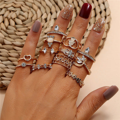 Women's Alloy Ring Set with Gemstone Inlay | 26 Designs | Stackable Rings