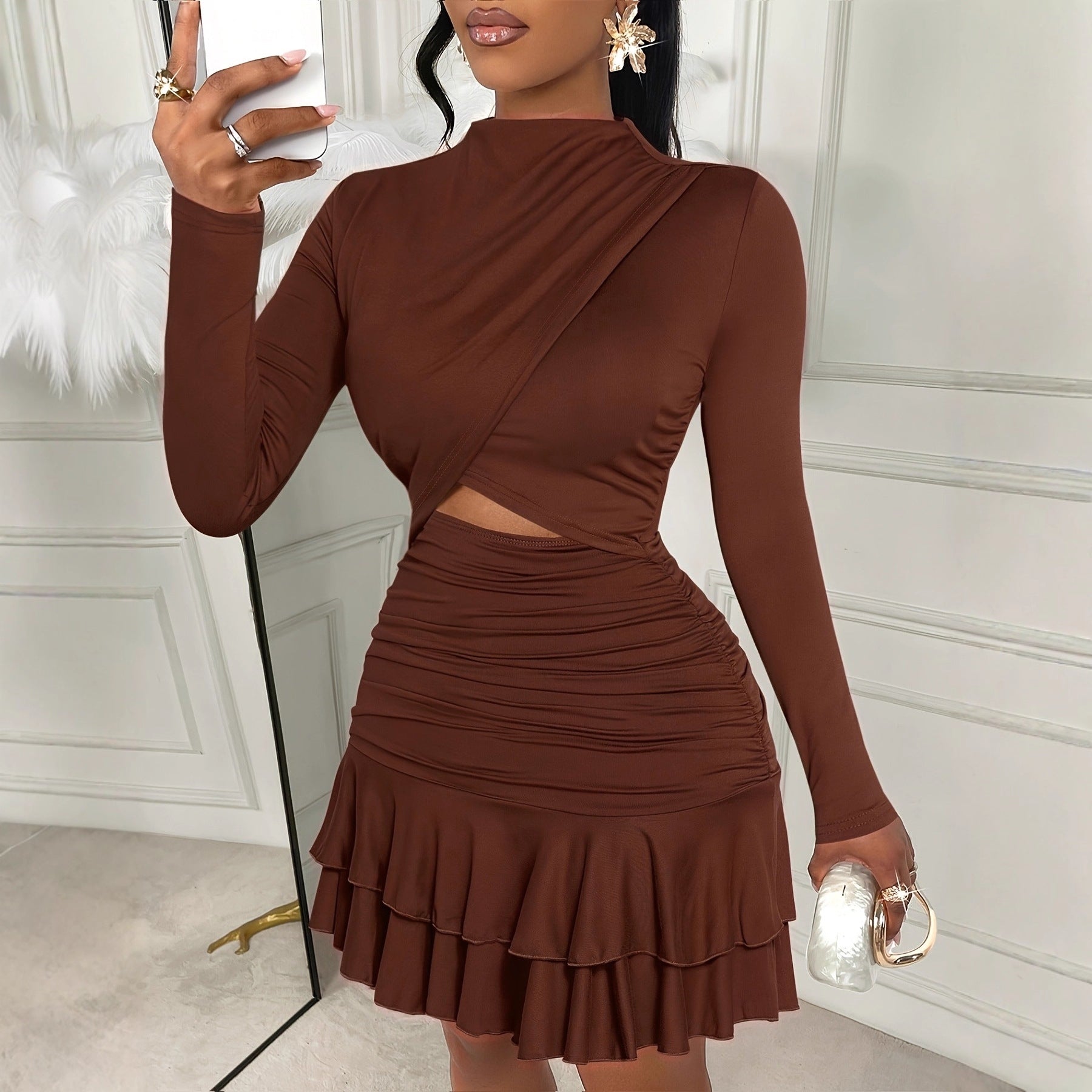 Women's Bodycon Long Sleeve Mini Dress | Milk Silk