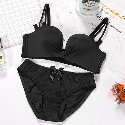 Women's Modal Gathered Bra Set | 1/2 Cup Removable Strap