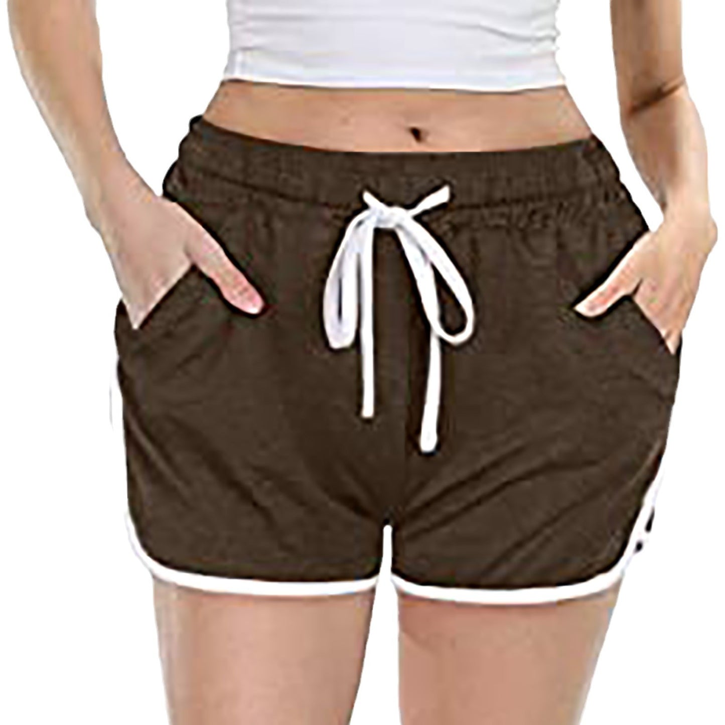 Women's Casual Solid Colour Drawstring Shorts with Pockets