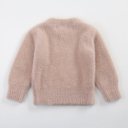 Girls Fluffy Pullover Sweatshirt – Soft Plush Top