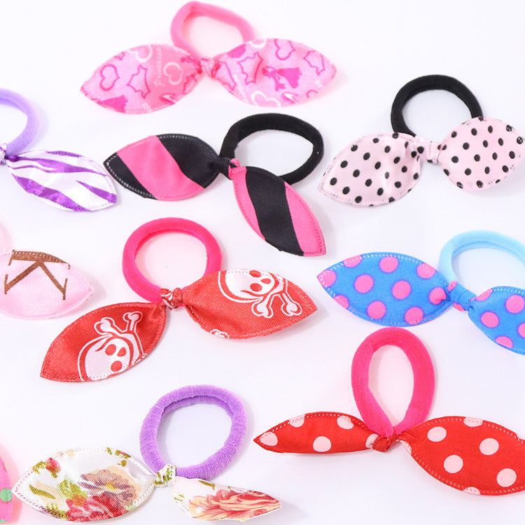 Rabbit Ear Bow Hair Ties | Single & 10-Pack | Assorted Colours
