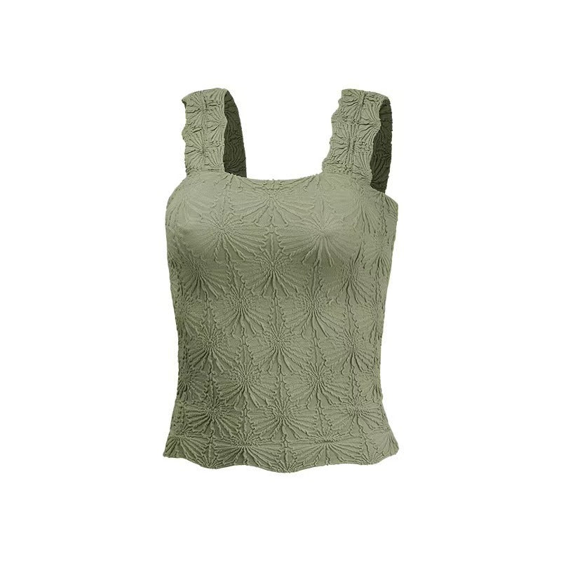 Women's Pleated Square-Neck Camisole Top