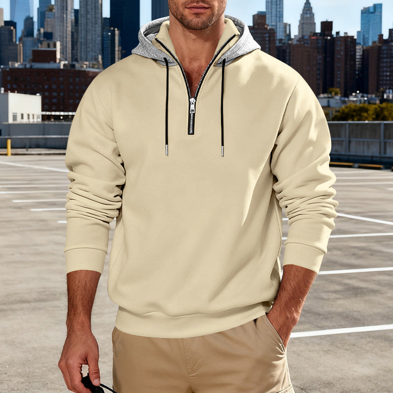Men's Stand Collar Fleece-Lined Hoodie – Loose Fit Pullover | 8 Colours | Sizes S–3XL