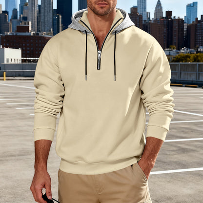 Men's Stand Collar Fleece-Lined Hoodie – Loose Fit Pullover | 8 Colours | Sizes S–3XL