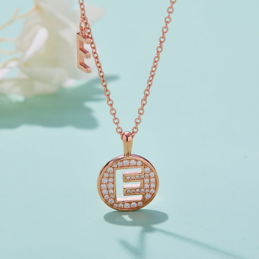 S925 Silver Moissanite Letter E Necklace | GRA Certified
