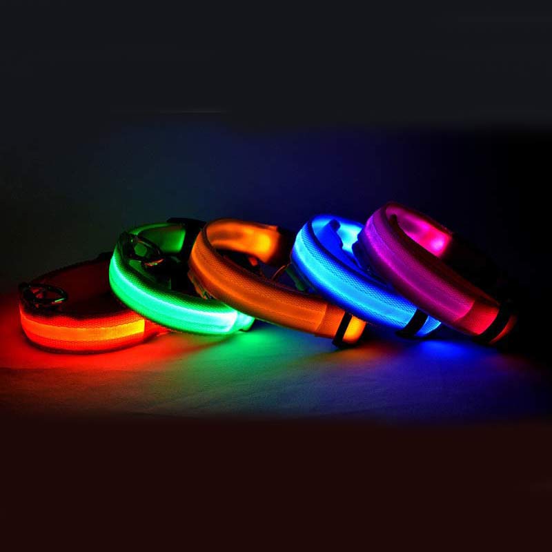 LED Luminous Dog Collar | Nylon Night Safety Flashing Collar XS–XL