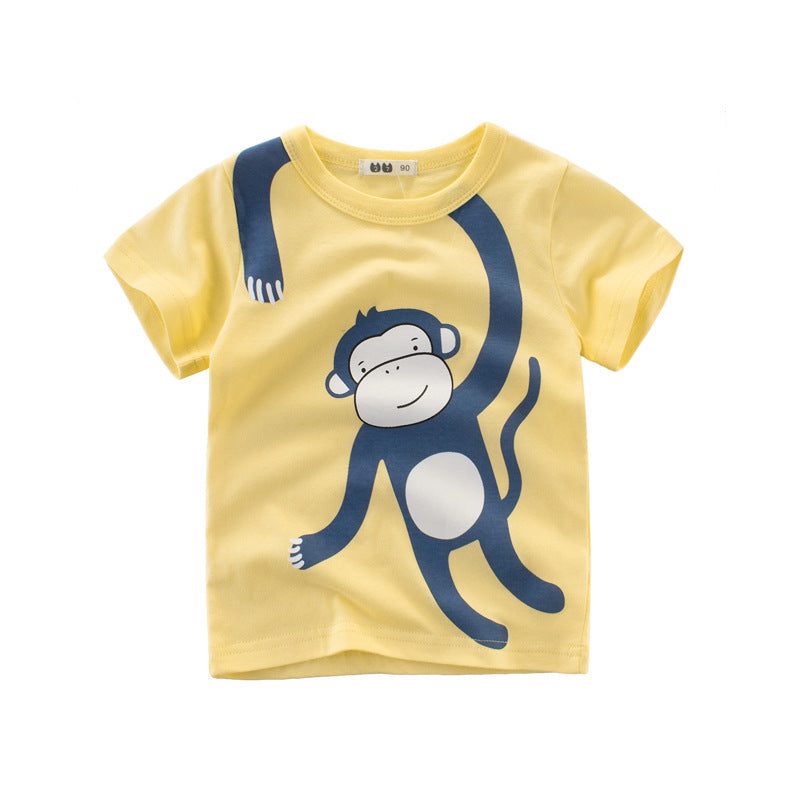 Children's Cartoon Print Short Sleeve T-Shirt | Soft Cotton, Unisex