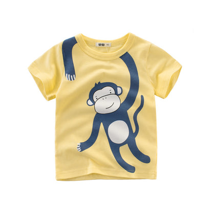 Children's Cartoon Print Short Sleeve T-Shirt | Soft Cotton, Unisex