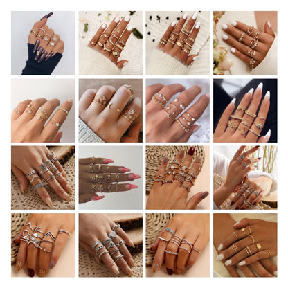 Women's Alloy Ring Set with Gemstone Inlay | 26 Designs | Stackable Rings