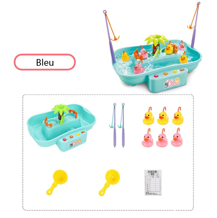 Electric Water Cycle Fishing Toy with Lights & Music