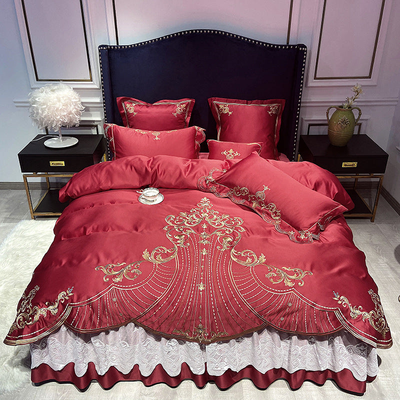 Pure Cotton Luxury 4-Piece Bedding Set – Duvet Cover with Bed Sheet or Skirt