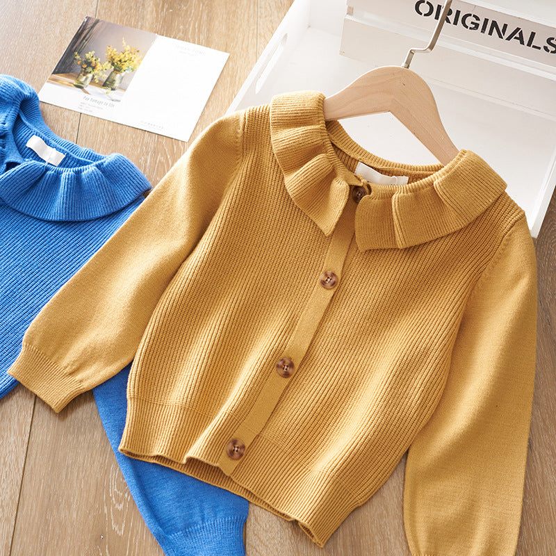 Girls Soft Cotton Knit Coat – Casual Kids Sweater Jacket