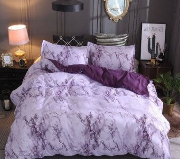 Marble & Solid Print Polyester Duvet Cover Set – Reactive Dye Twill