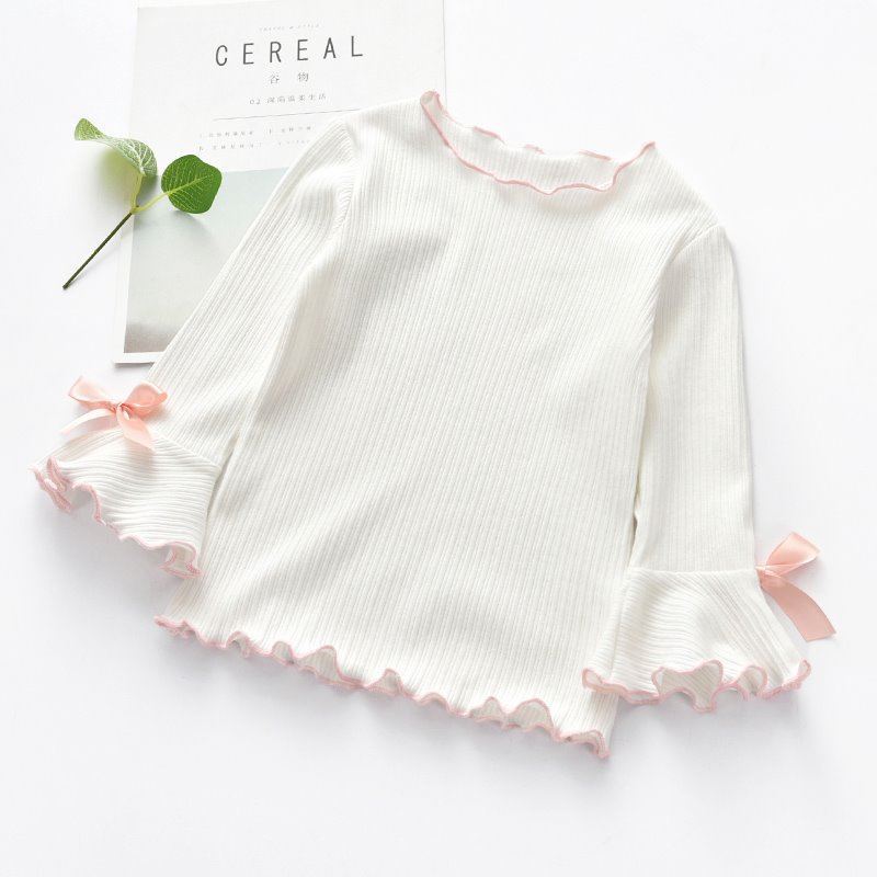 Girls Long Sleeve Lace Bow T-Shirt – Elegant Kids Top