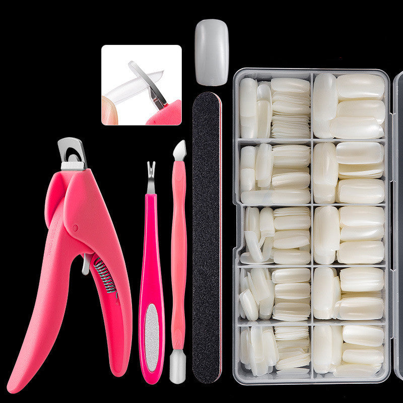 500-Piece Press-On Acrylic Nail Set – French & Full Cover