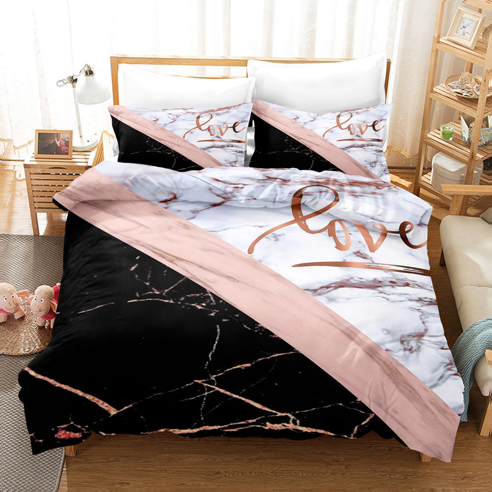 Marble Print Brushed Microfibre Duvet Cover Set | 12 Sizes