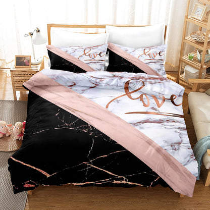 Marble Print Brushed Microfibre Duvet Cover Set | 12 Sizes