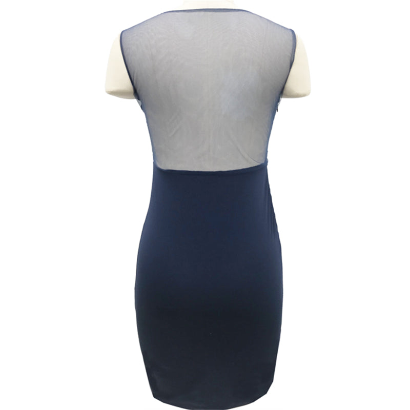 Blue Lace Pencil Midi Dress | Cotton Blend