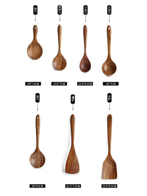 Natural Wood Kitchen Utensil Set