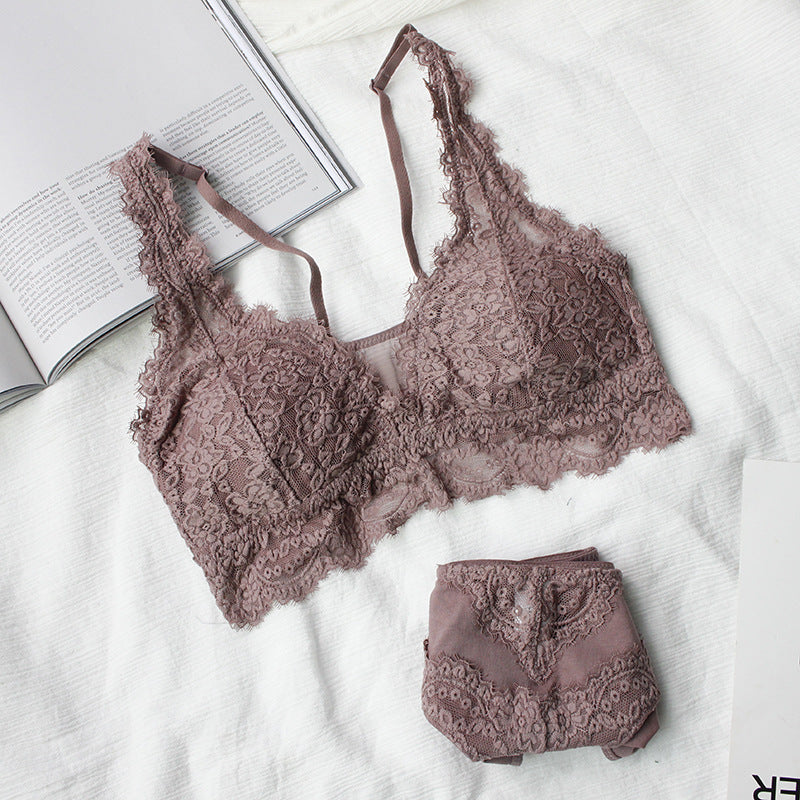 Women's Lace Gathering Bra & Panties Set | ABC Cup Lingerie 5 Colours