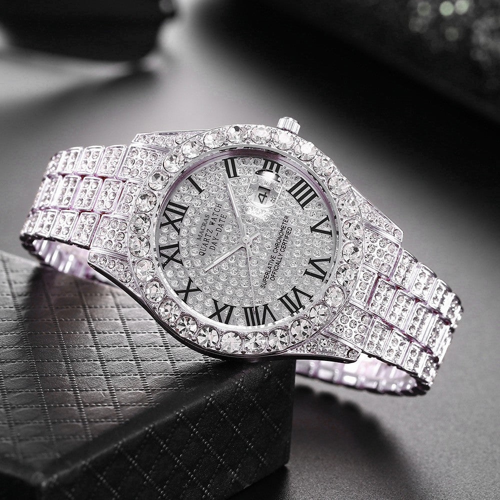 Roman Numeral Quartz Watch | Steel Band Men's Fashion Watch