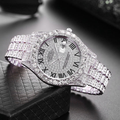 Roman Numeral Quartz Watch | Steel Band Men's Fashion Watch