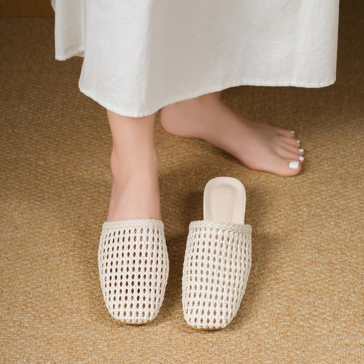 Women's Woven Upper Flat Sandals – Square Toe Casual | EU 35–40