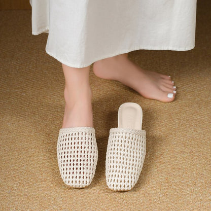 Women's Woven Upper Flat Sandals – Square Toe Casual | EU 35–40