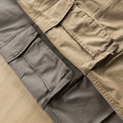Men's Multi-Pocket Cropped Cotton Work Trousers