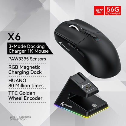 X6 Three-Mode Wireless Gaming Mouse - RGB Bluetooth USB