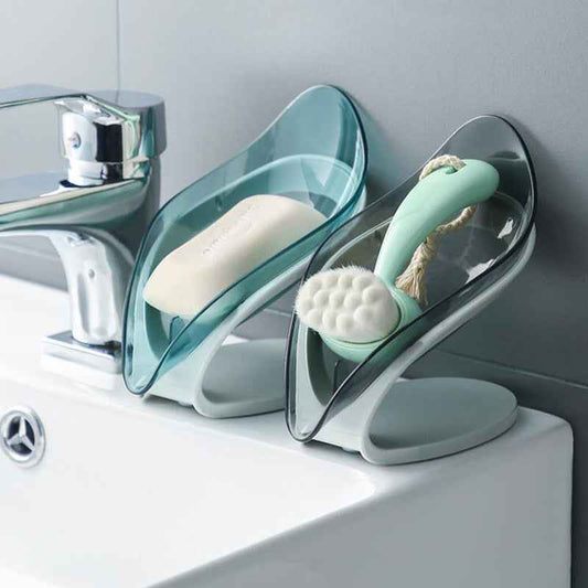 Self-Draining Soap Dish Holder – Non-Slip Leaf Design Bathroom Soap Tray