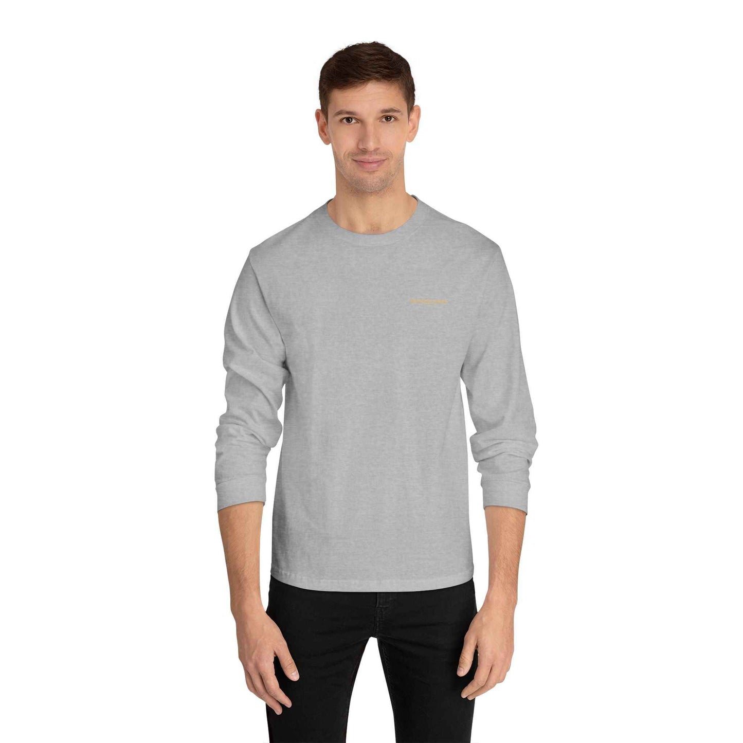'Good Vibes Only' Long Sleeve Tee – Minimalist White & Gold Unisex Top