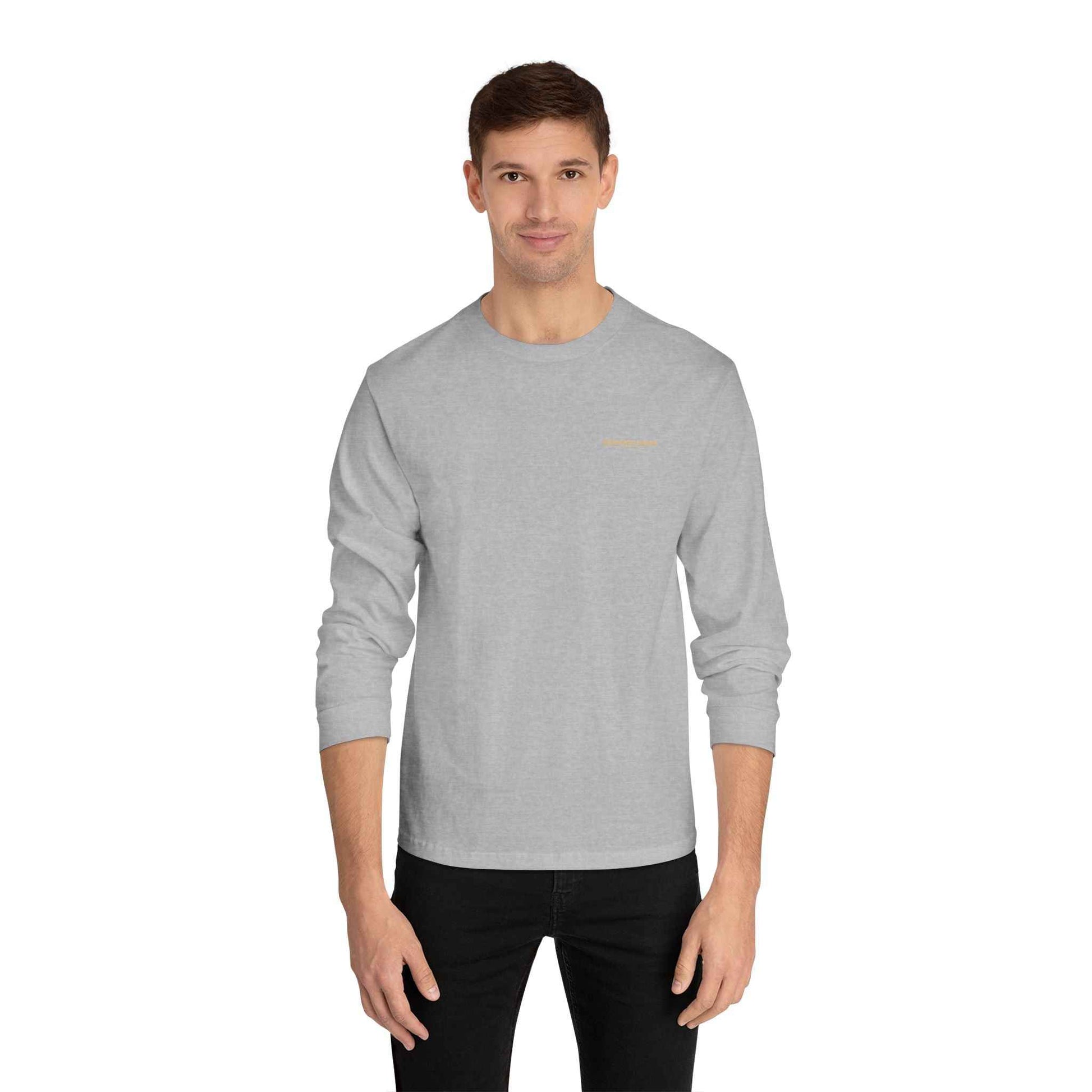 'Good Vibes Only' Long Sleeve Tee – Minimalist White & Gold Unisex Top