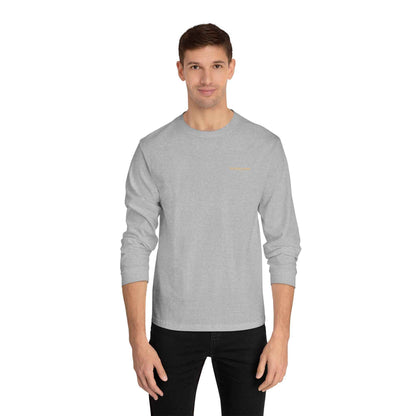 'Good Vibes Only' Long Sleeve Tee – Minimalist White & Gold Unisex Top