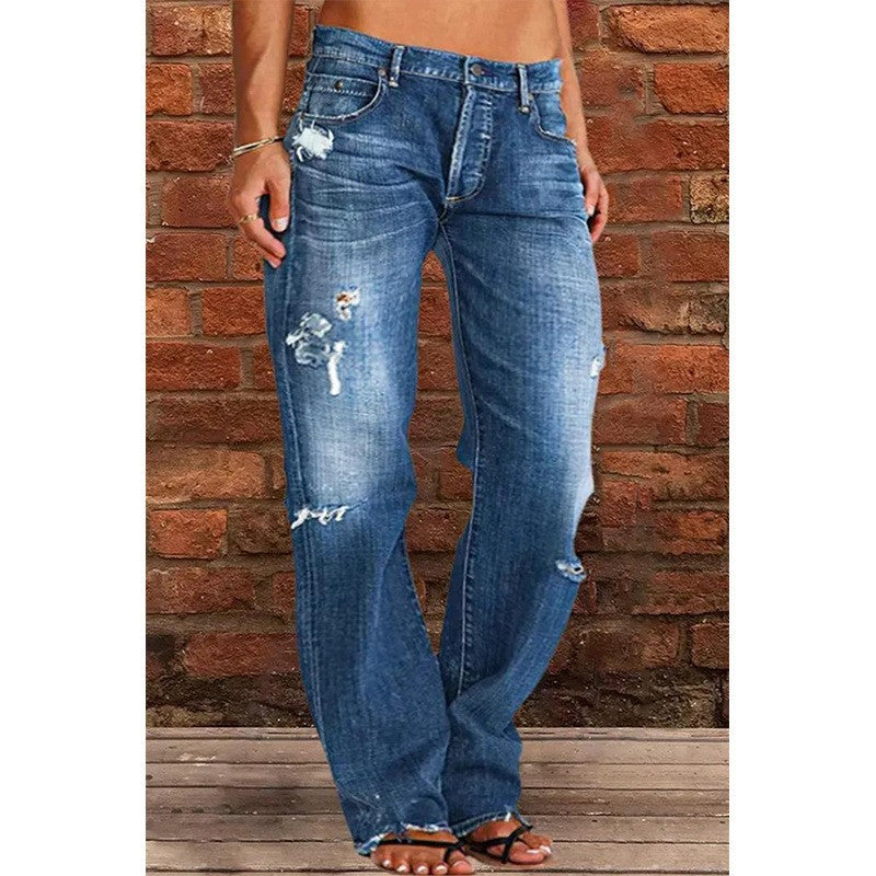 Women's High-Waist Loose Fit Jeans - Raw Hem, 10 Colours, S-5XL