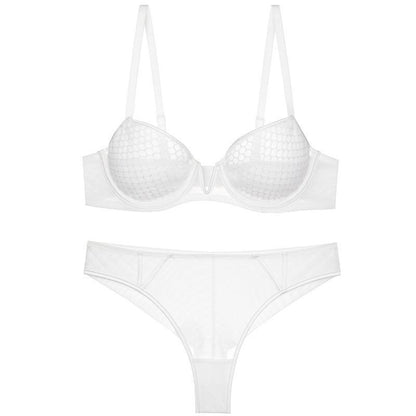 Women's French Lace 3/4 Cup Bra & Panties Set | Ultra-Thin Mould Lingerie