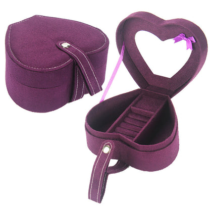 Heart-Shaped Jewellery Box – Deerskin Storage Box, Pink, Purple & Rose Red