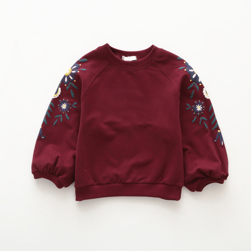 Girls Floral Long-Sleeve Cotton Top – Kids Casual Sweater