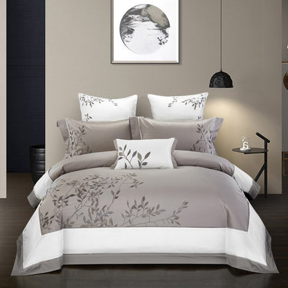 100% Cotton Satin Embroidered Bedding Set | 4 Piece | 5 Patterns