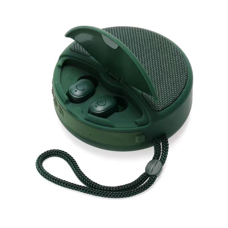 Portable Bluetooth Speaker with Earbuds Charging Case | FM Radio & TF Card