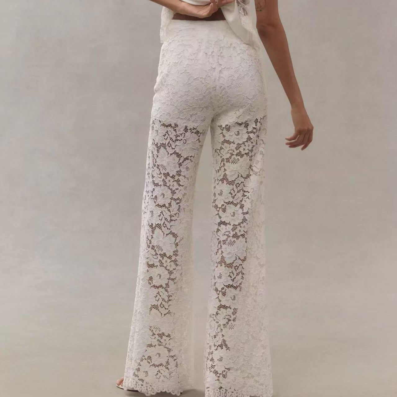 Women's Jacquard Lace Straight Leg Trousers