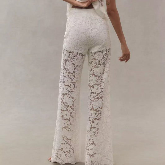 Women's Jacquard Lace Straight Leg Trousers