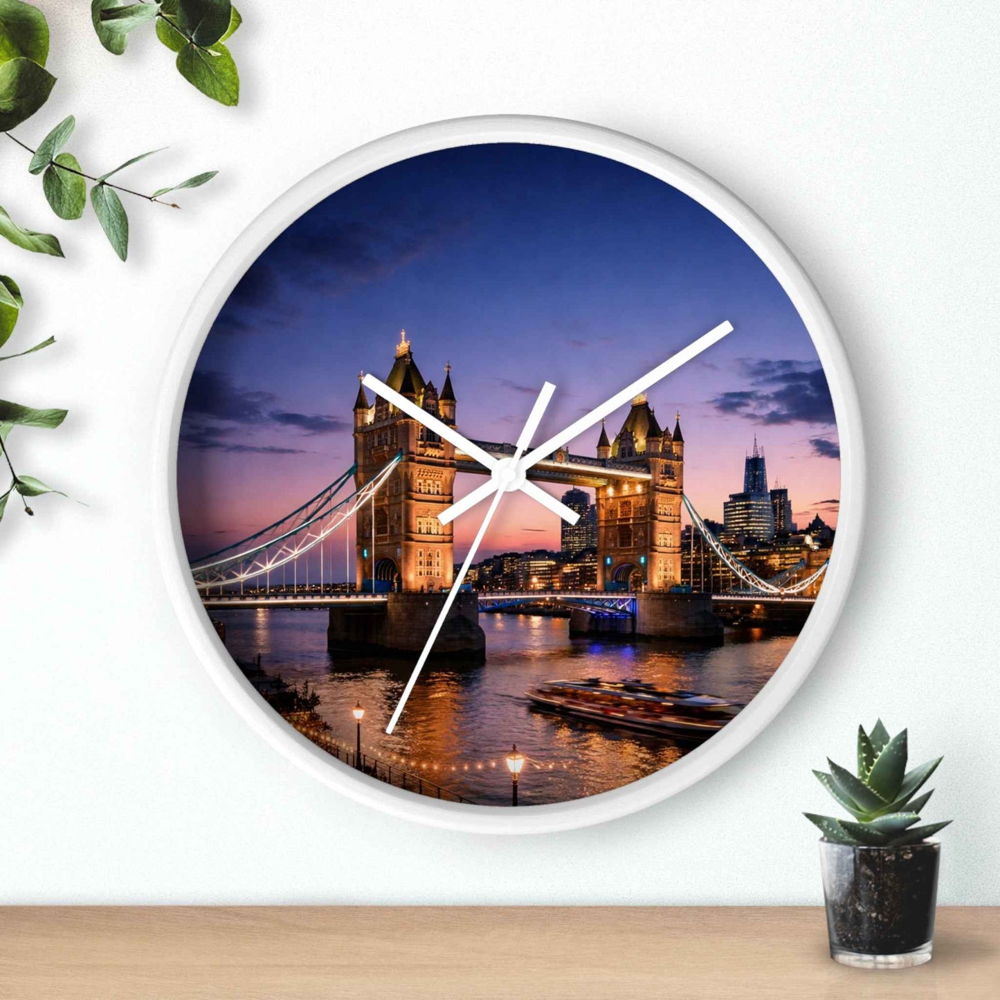 London Tower Bridge Wall Clock – Nighttime Cityscape Decorative Timepiece