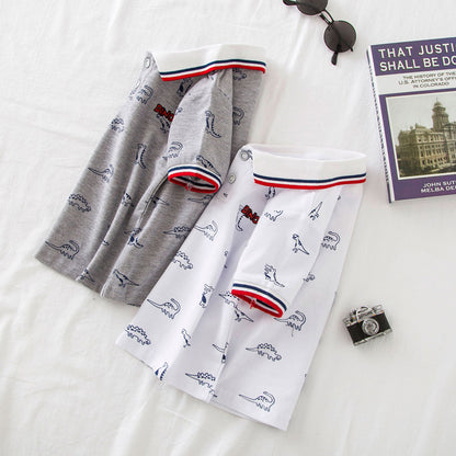 Boys' Cartoon Print Cotton Short Sleeve T-Shirt | Grey & White